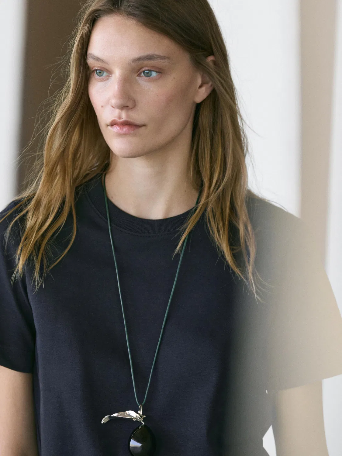 Футболка с круглым вырезом из 100% хлопка интерлок Massimo Dutti, темно-синий — фото 4