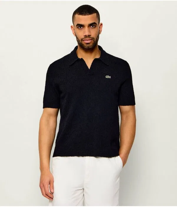 Поло мужское Lacoste классического кроя, черный