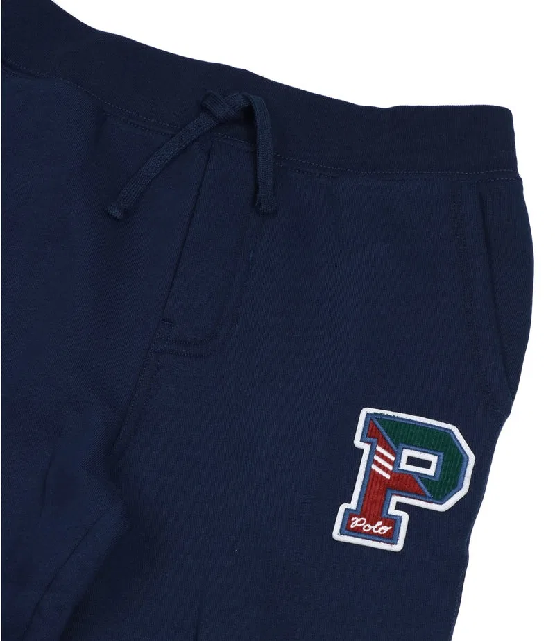 Детские джоггеры из флиса с принтом Kids Fleece Letterman Joggers Polo Ralph Lauren, Refined Navy — фото 3
