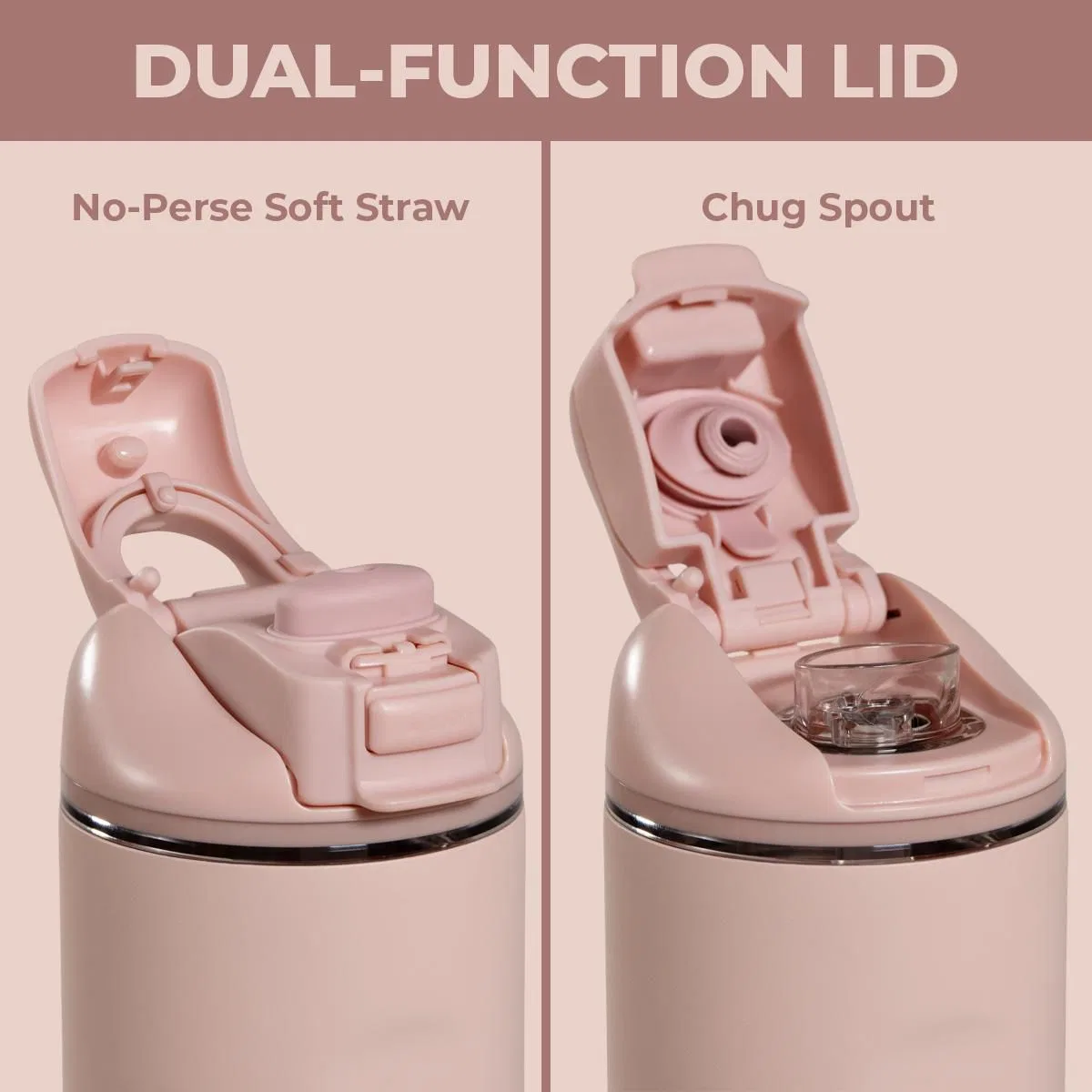 Детская бутылка для воды 414 мл с двойной крышкой и трубочкой Ease2o Kids HydroJug, Dusty Rose — фото 3