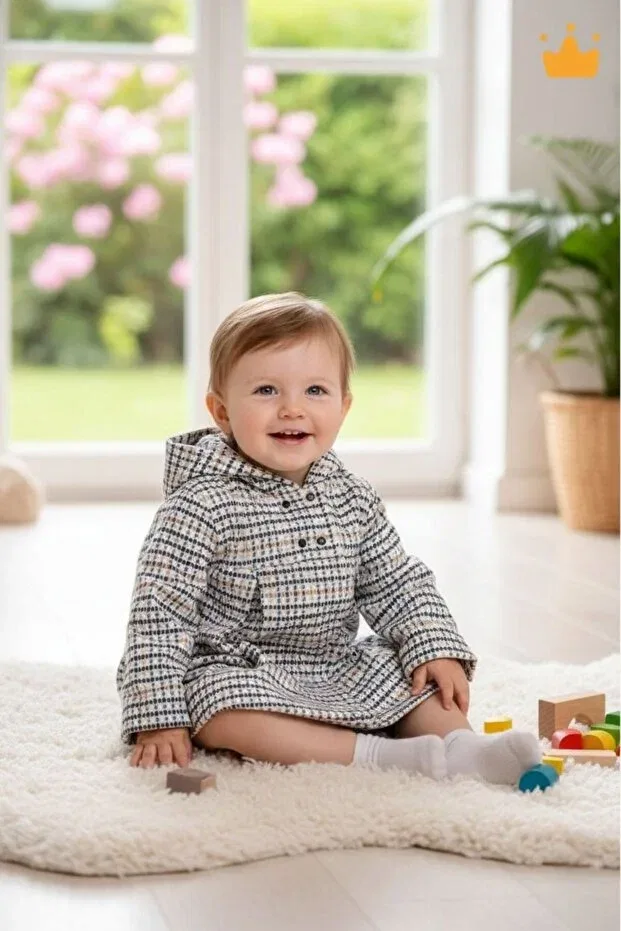 Детское пальто для девочек хлопковое Babyhola, Gray — фото 2