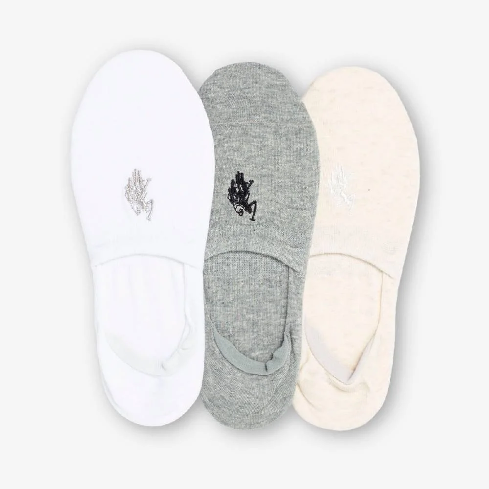 Женские носки U.S. Polo Assn. Core Assorted Liner, 3 пары, белый/серый/бежевый