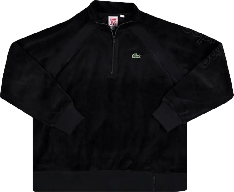 

Топ Supreme x Lacoste Velour Half Zip Track Top 'Black', черный