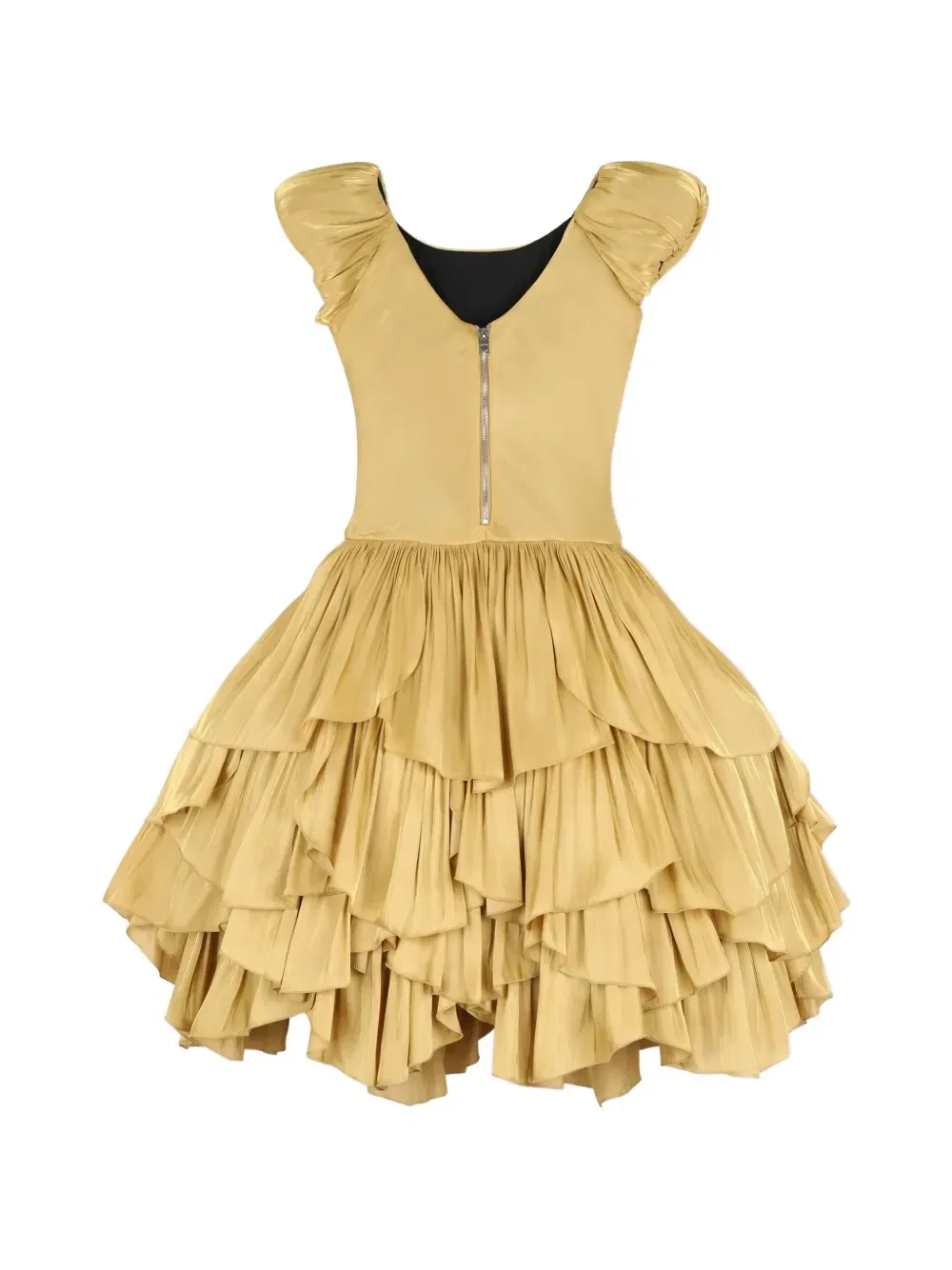 Ярусное платье миди с оборками Lanvin Enfant, золотой — фото 2