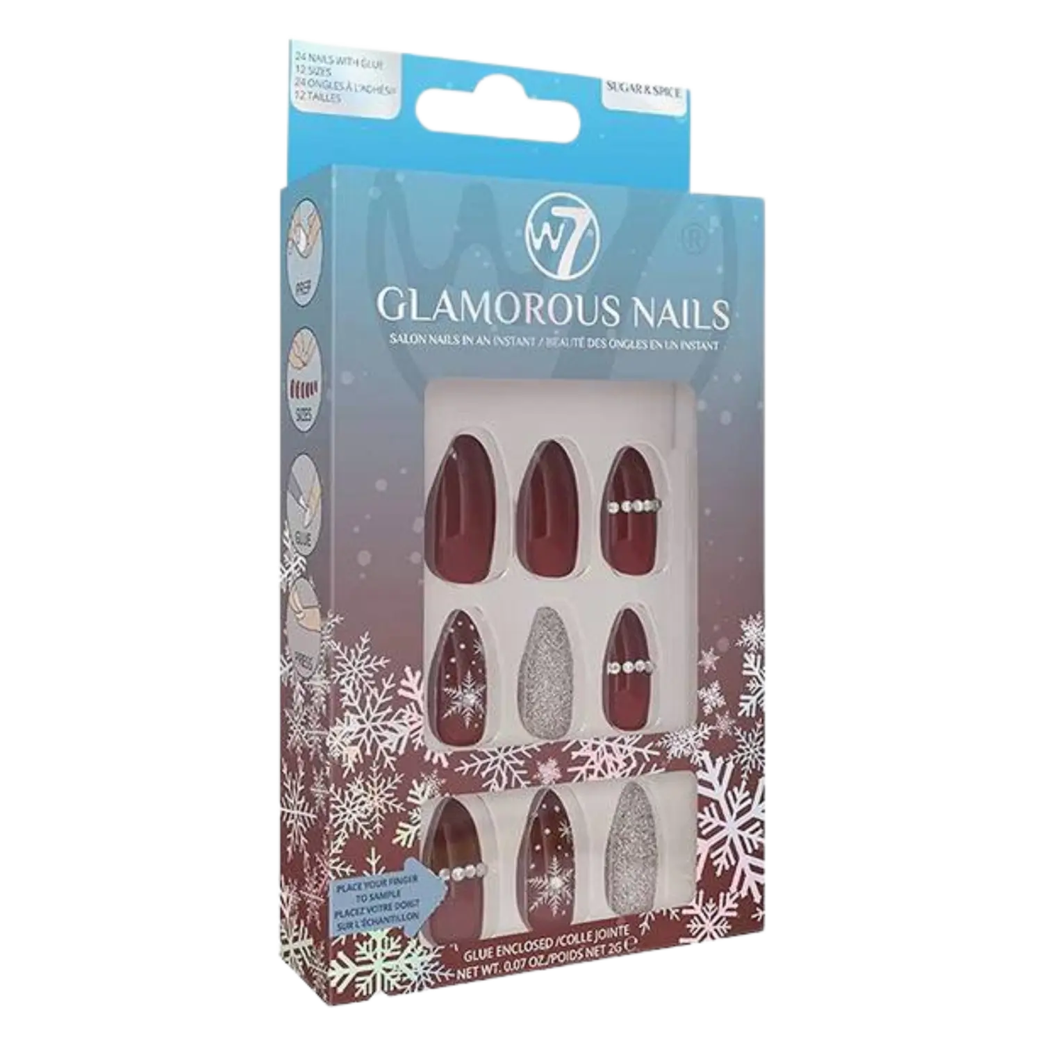 

W7 Glamorous Nails Накладные ногти «сахар и специи», 24 шт./уп.