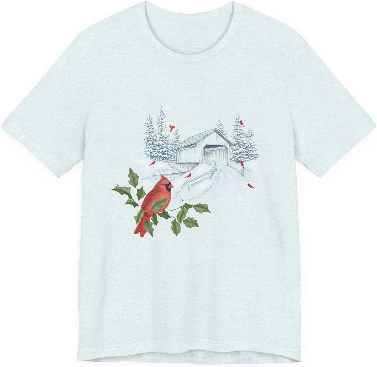 Мужская футболка с зимним пейзажем Bella+Canvas, Heather Ice Blue