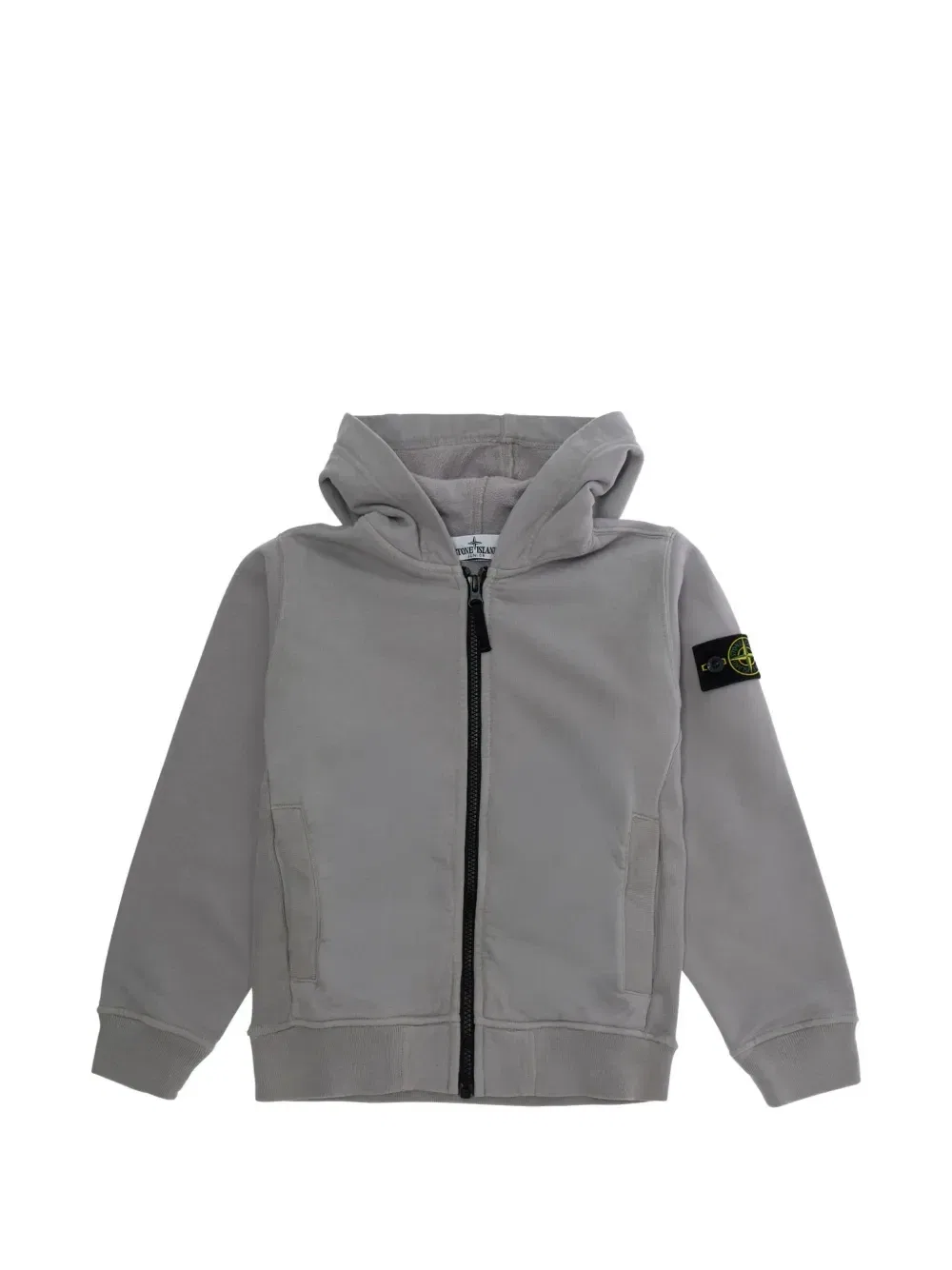 Толстовка на молнии с нашивкой-логотипом Stone Island Junior, серый