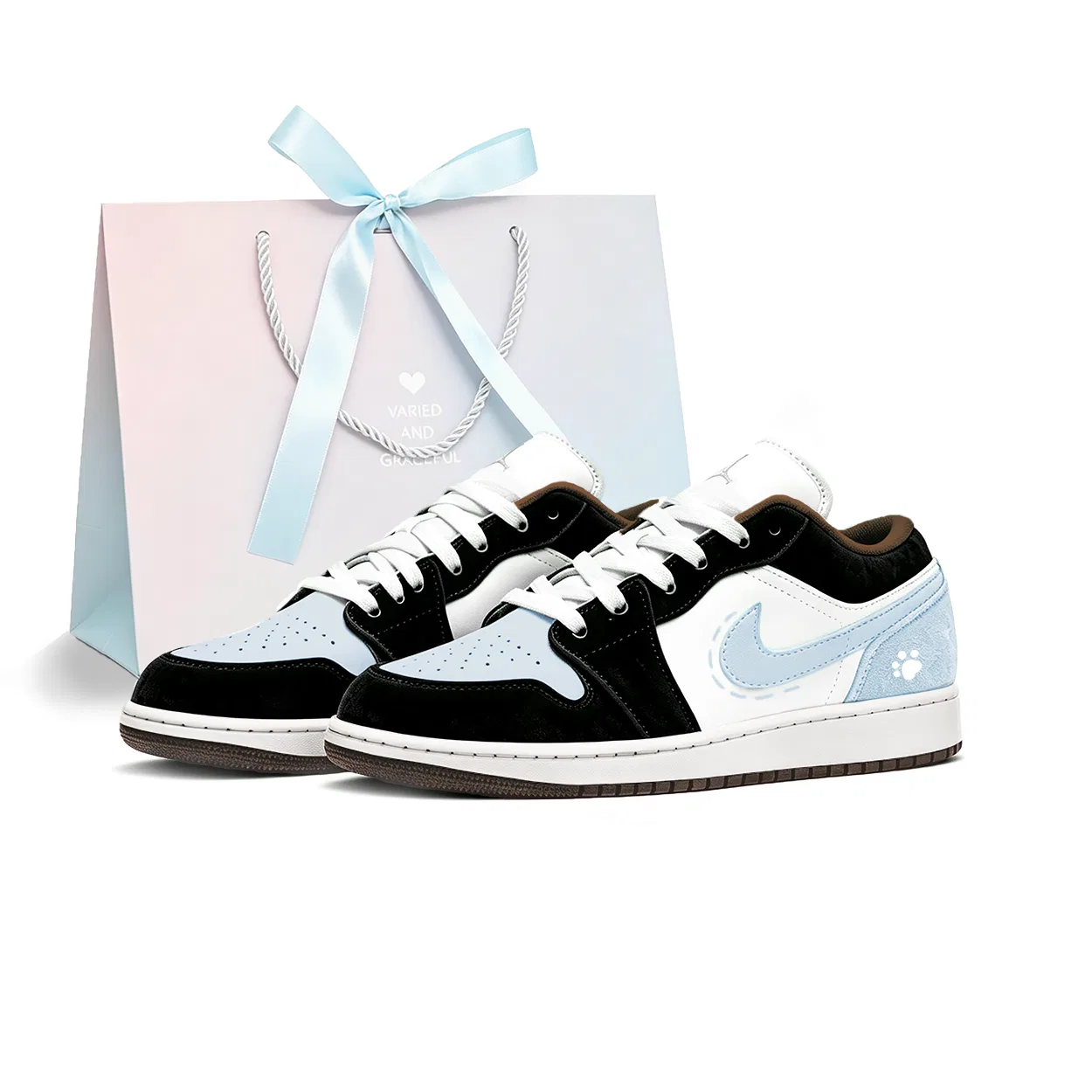 Детские кроссовки для скейтбординга с низким верхом Black Blue Jordan, Black Blue