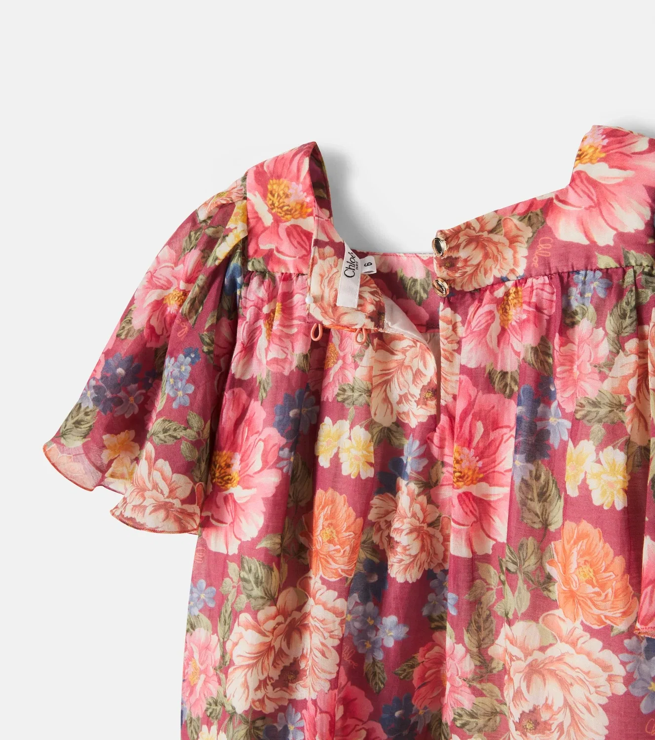 Платье с цветочным рисунком Chloé Kids, бордовый — фото 4