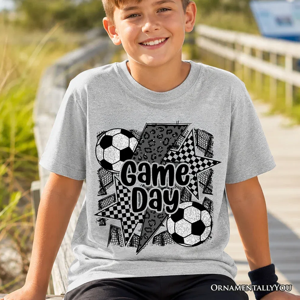 Детская футболка с принтом для мальчиков и девочек Youth Soccer Game Day Graphic OrnamentallyYou, Sage — фото 2