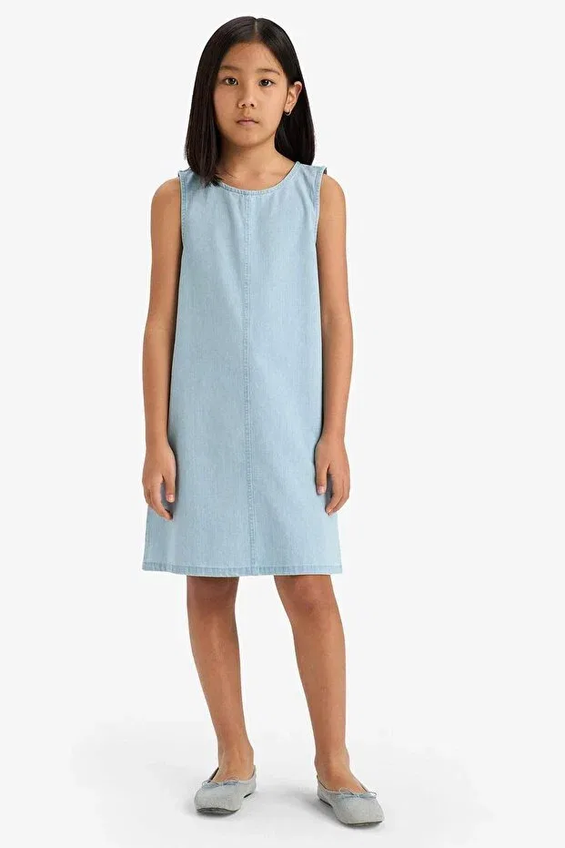 Детское платье из денима без рукавов Defacto, Blue-Nm63 — фото 2