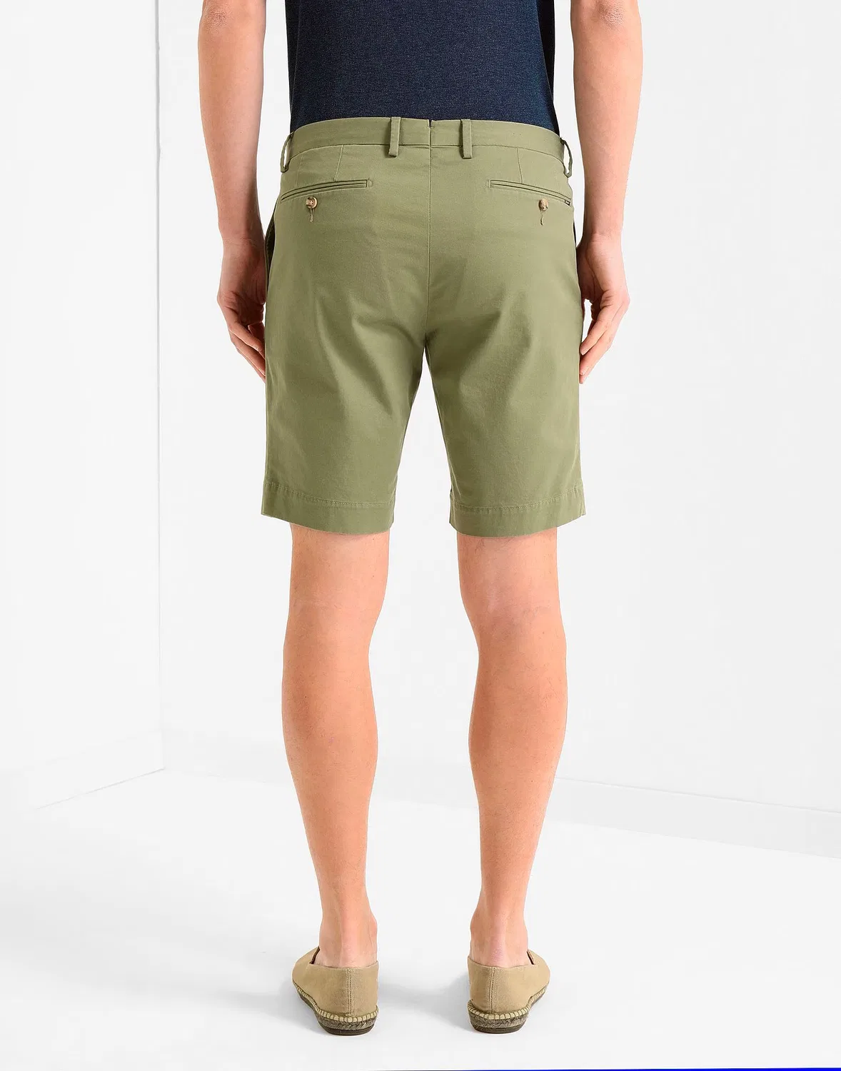 Мужские шорты stretch military short из габардина с логотипом Polo Ralph Lauren, темно-зеленый — фото 3