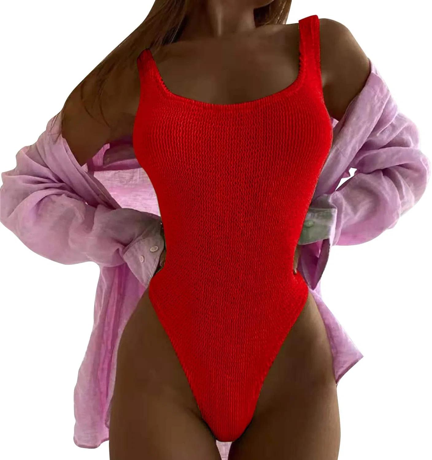 Женский цельный купальник с утяжкой живота Monokini, Red