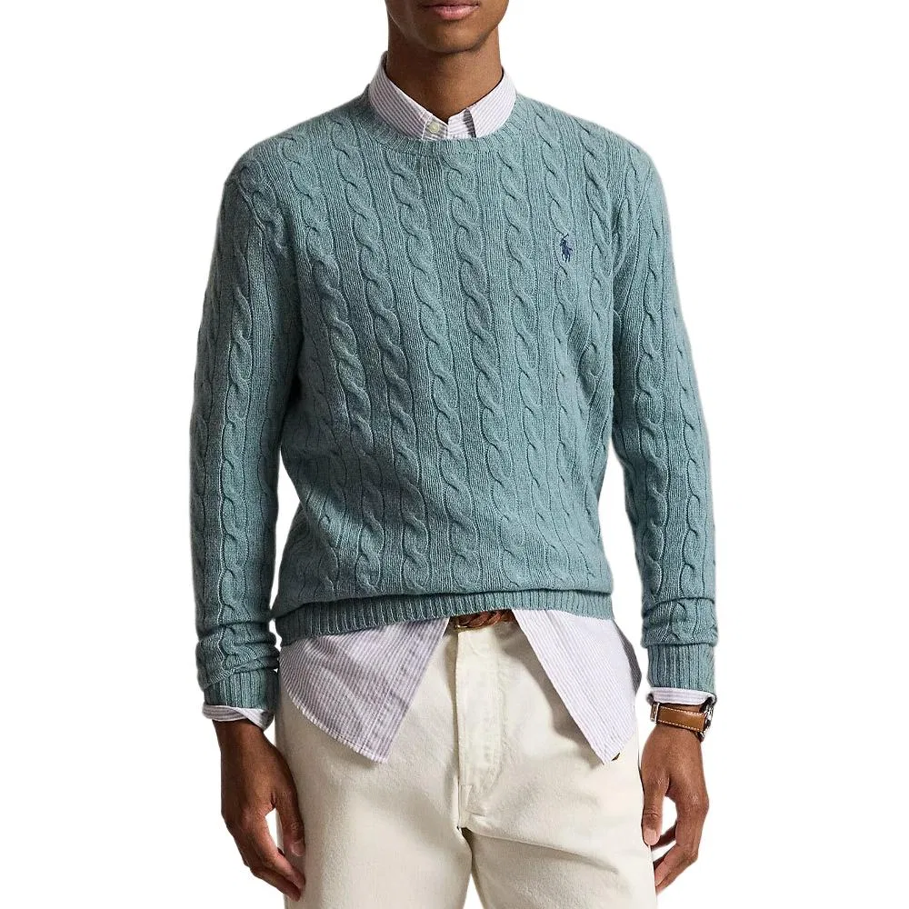 Мужской свитер с круглым вырезом Turquoise Polo Ralph Lauren, Бирюзовый — фото 3