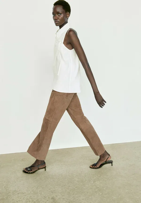 Блуза из льна и вискозы Blouse Massimo Dutti, белый — фото 4