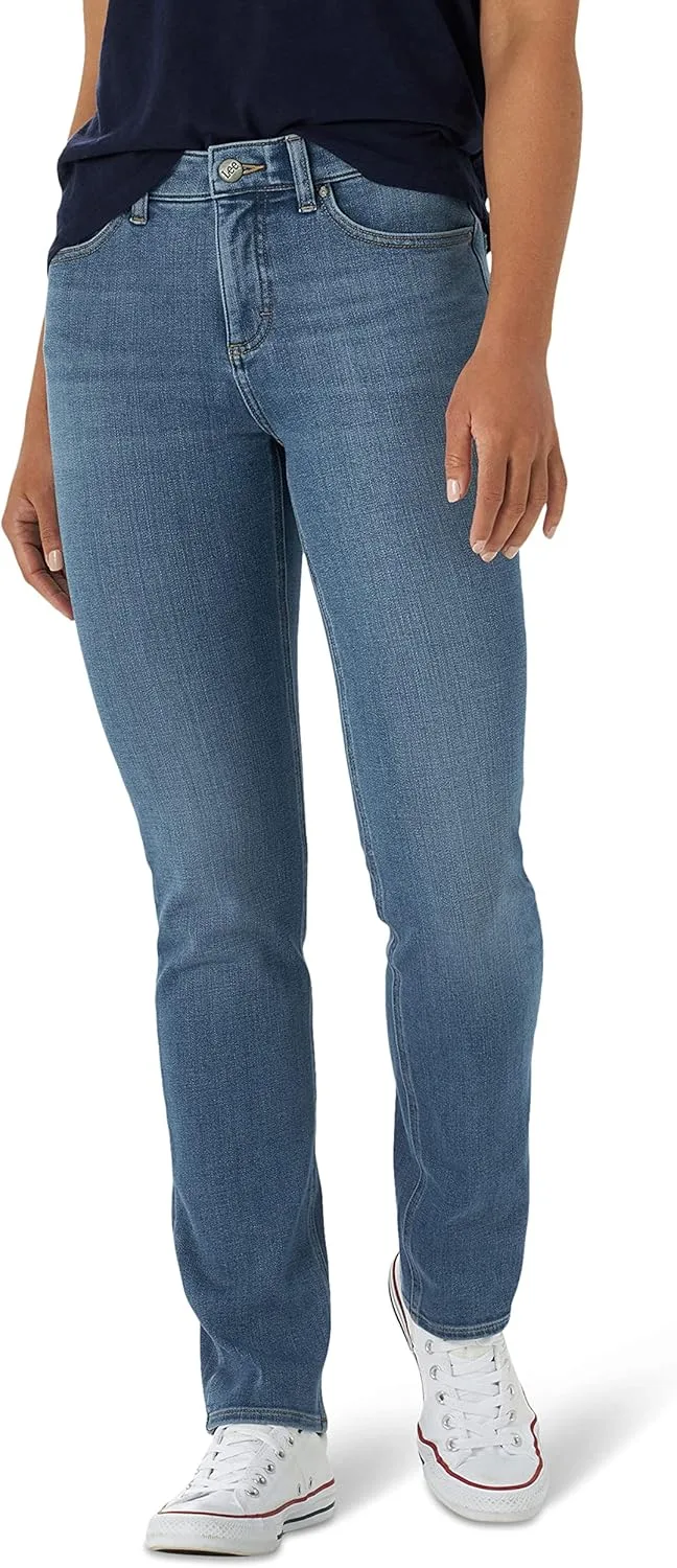 

Lee Женские джинсы Petite Ultra Lux Mid-Rise Slim Fit Straight Leg