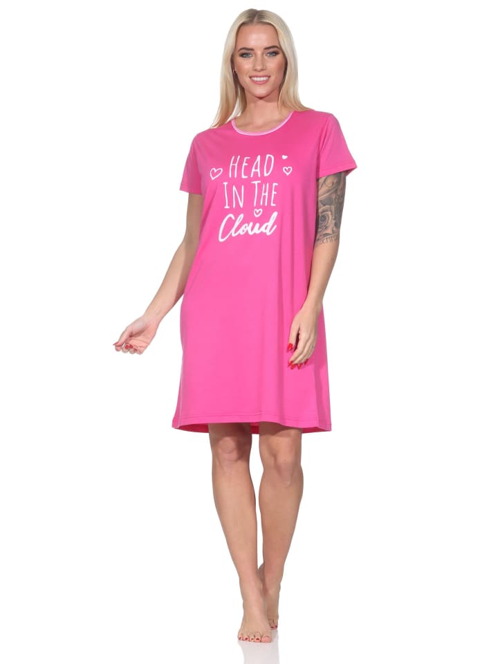 

Ночная рубашка с короткими рукавами и принтом спереди, размер 126 10 802, розового цвета NORMANN