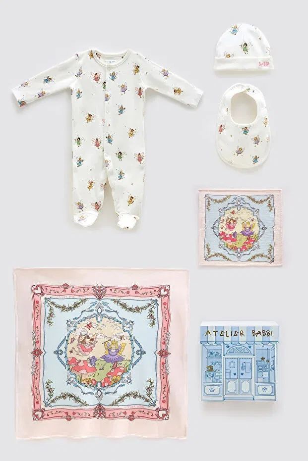 Детский комплект для новорожденных хлопковый Fairy Tale Atelier Babbi, White