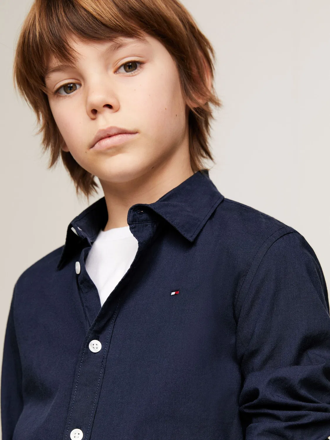 Рубашка из хлопка с эластаном Tommy Hilfiger, синяя — фото 4