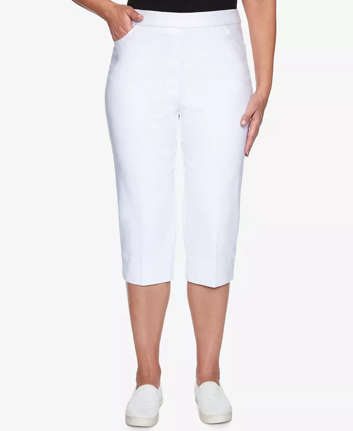 

Укороченные классические брюки-кюлоты Petite Classic Allure Super Stretch Pull-On Clam Digger Alfred Dunner, белый