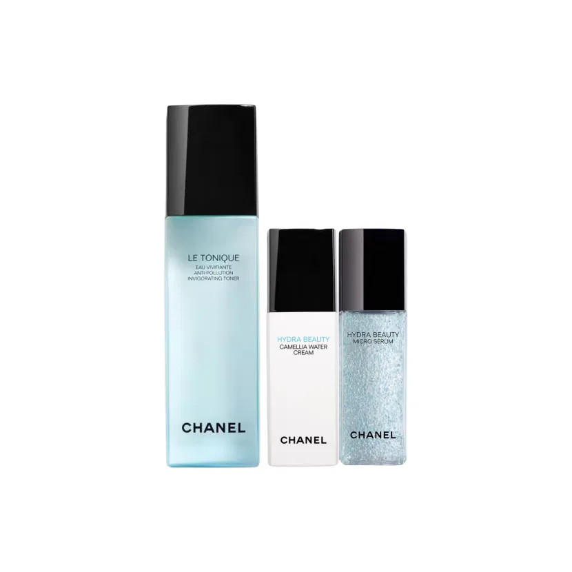 Набор для ухода за кожей с камелией 60 мл+30 мл+30 мл, Camellia Japonica Flower Water Lotion Essence, CHANEL, Black