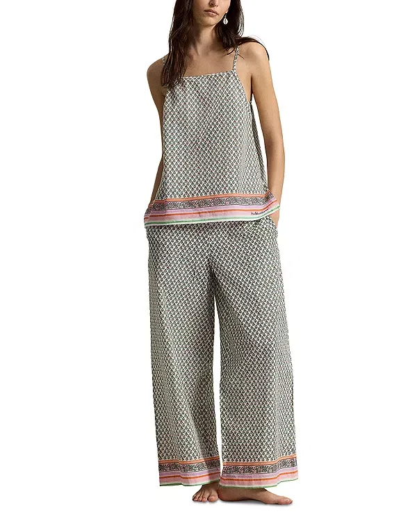 Женский комплект пижамы с принтом Cami Tunic & Cropped Pajama Set Polo Ralph Lauren, Block Print