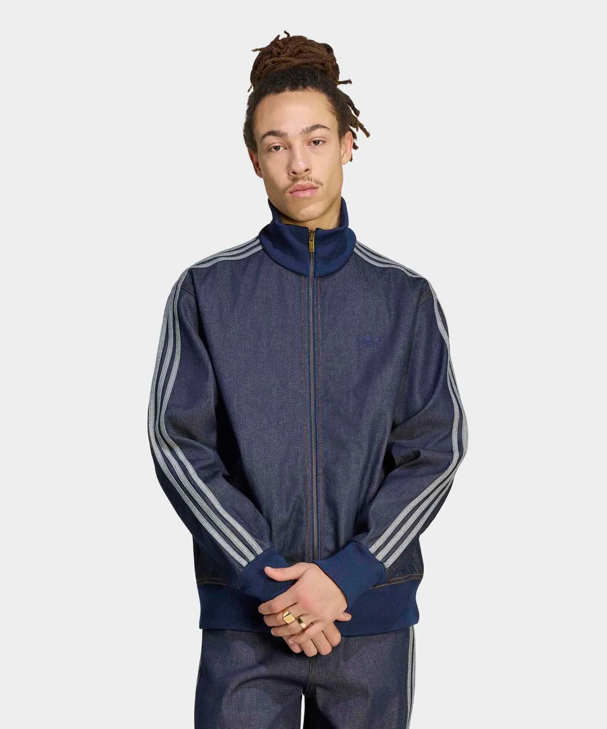 Мужская куртка свободного кроя с полной застежкой-молнией Firebird Adicolor Raw Denim Track Top Adidas, Blue — фото 2