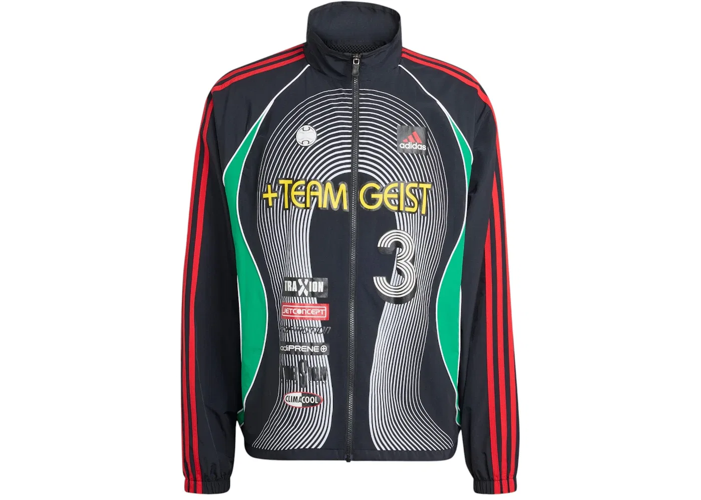 Мужская куртка ветрозащитная Tracktop Adidas, Black Green Better Scarlet