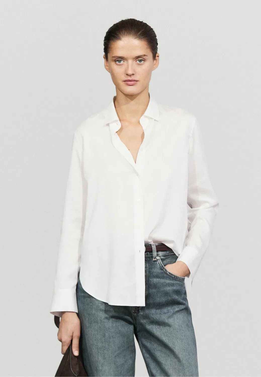 Блузка на пуговицах Massimo Dutti, White