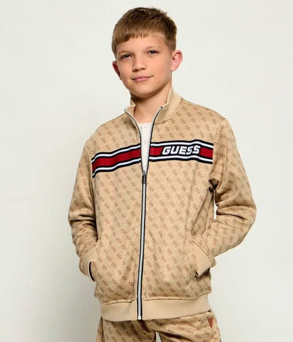Детская кофта на молнии с длинным рукавом Guess Active, бежевый