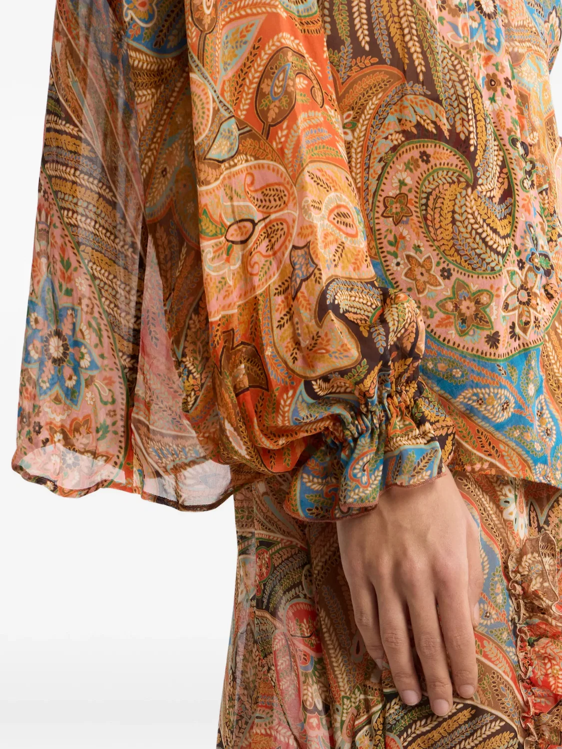 Рубашка с рюшами и узором пайсли ETRO, оранжевый — фото 2