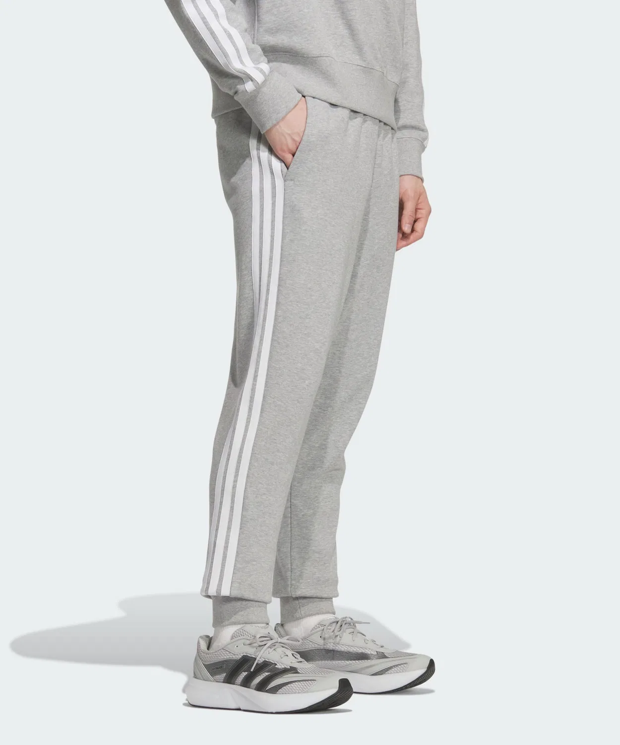 Мужские спортивные штаны с тремя полосками French Terry Essentials Plus Regular Fit Full Length Cuff Adidas, Grey
