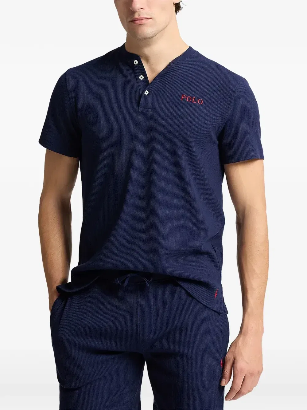 Вафельные пижамы хенли Polo Ralph Lauren, синий