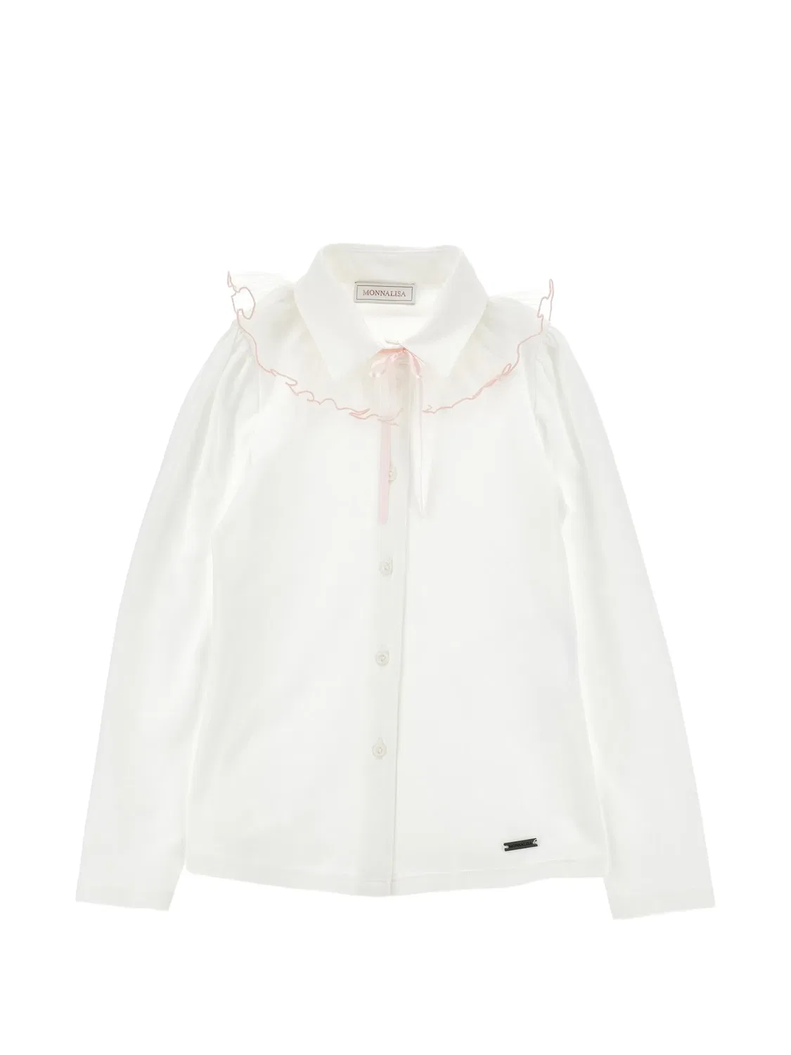 Рубашка с воротником с рюшами Monnalisa, белый