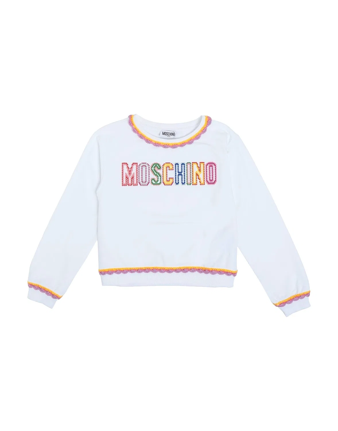 Детский свитшот для девочек с вышивкой Moschino Teen, белый