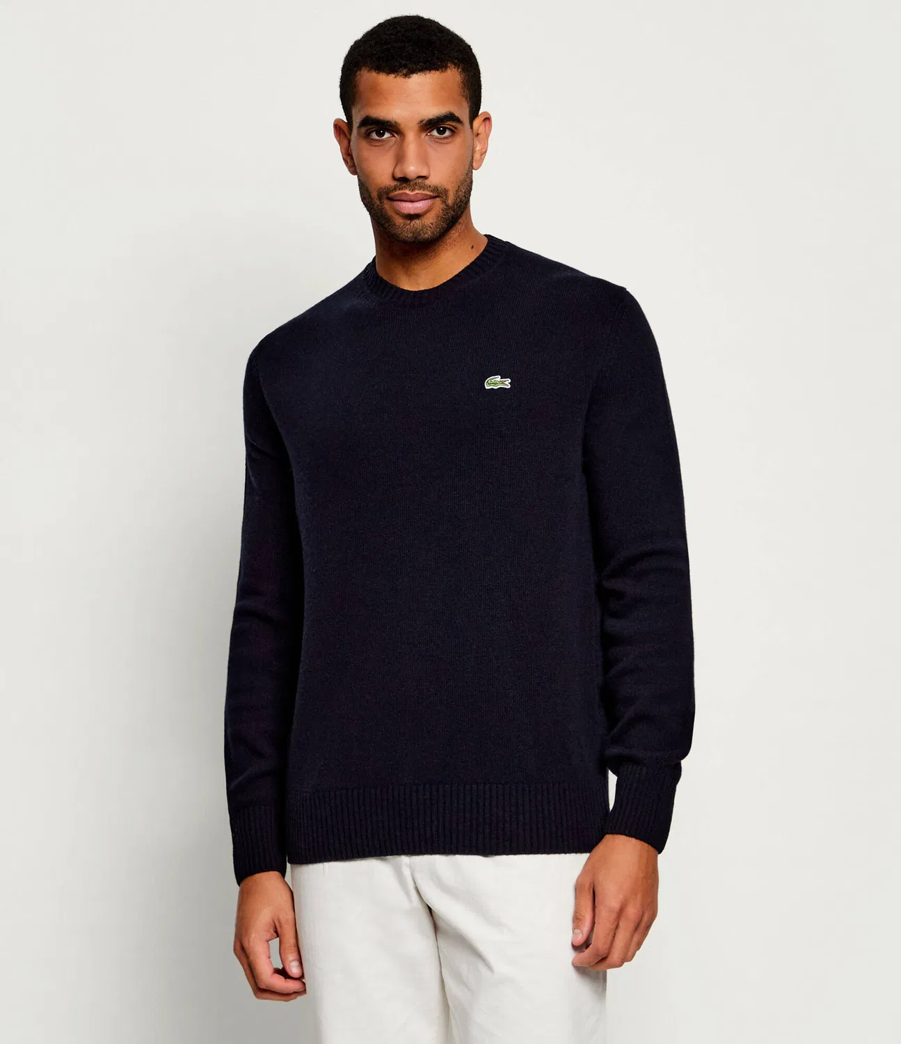 Свитер из шерсти Lacoste, темно-синий