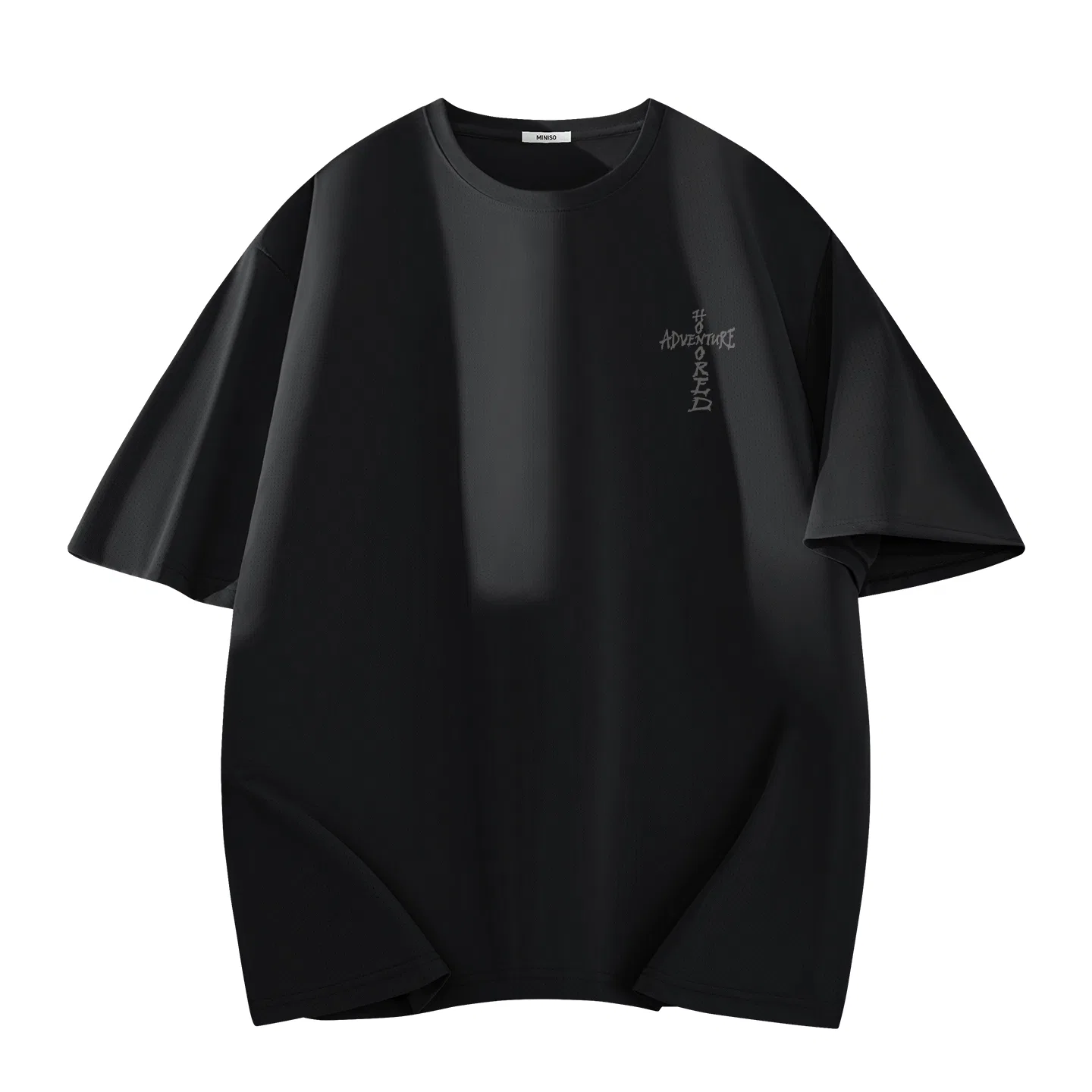 Футболка Детская хлопковая MINISO, Ice Silk Quick Dry Black (Cross Dark Line Chest Logo)