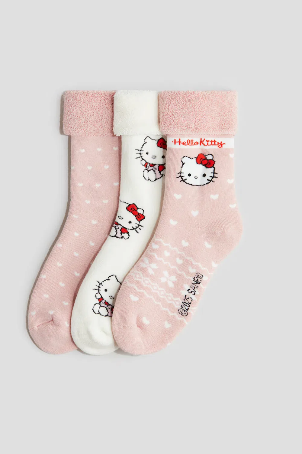 Набор из 3 махровых носков H&M, Helles Mattrosa/Hello Kitty