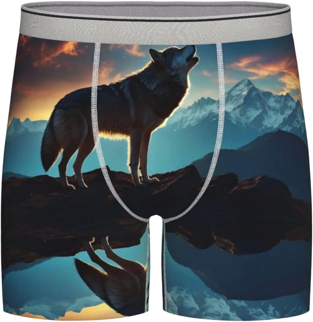 Боксеры с принтом Wolf Predator, Light Grey
