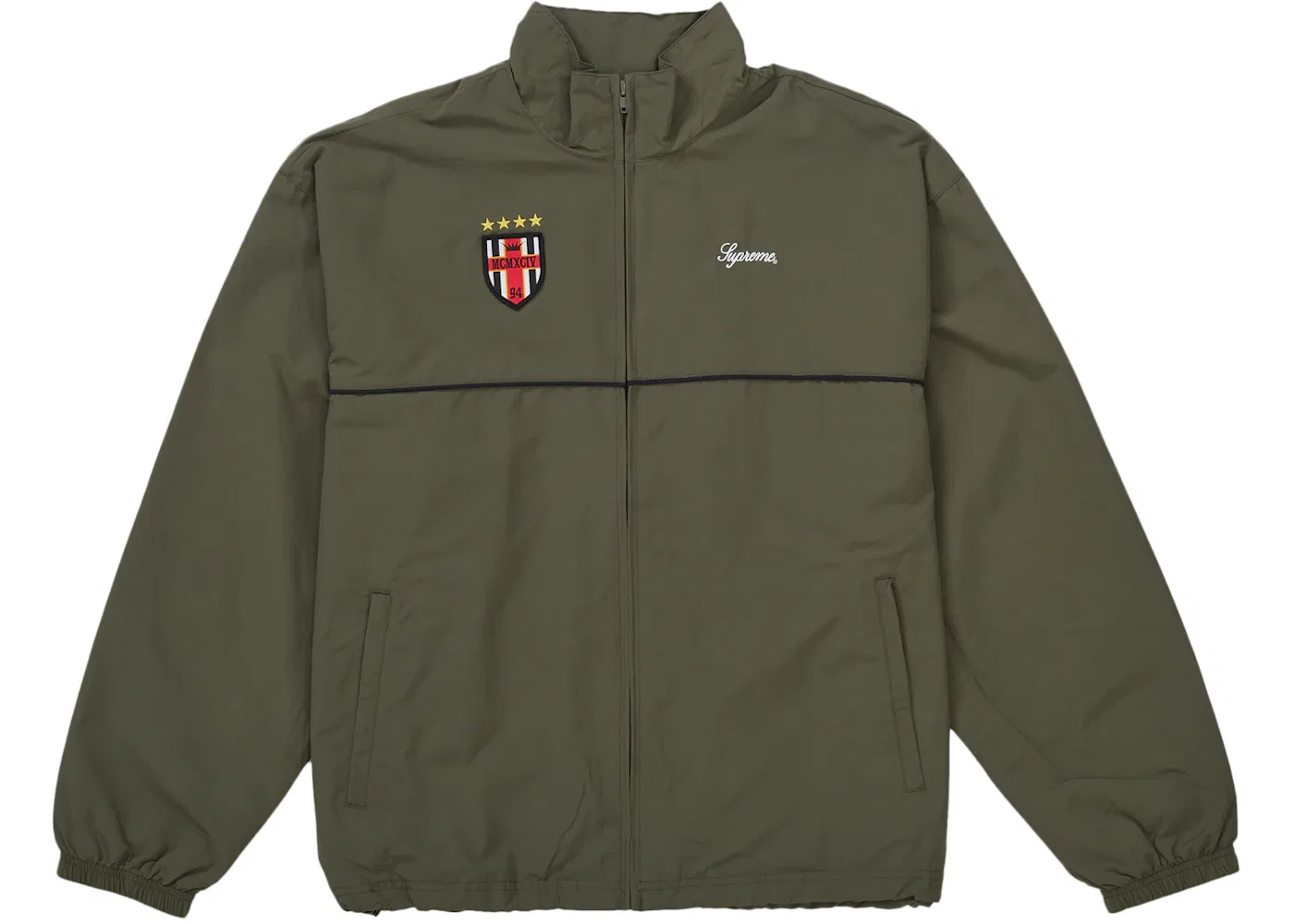 Мужская куртка на молнии с крестовым принтом Supreme Cross Track Jacket, оливковый