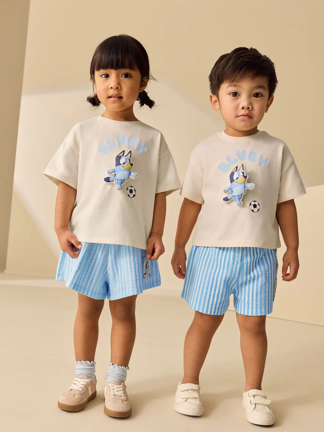 Комплект футболка и шорты Football, Bluey Next, Ecru White