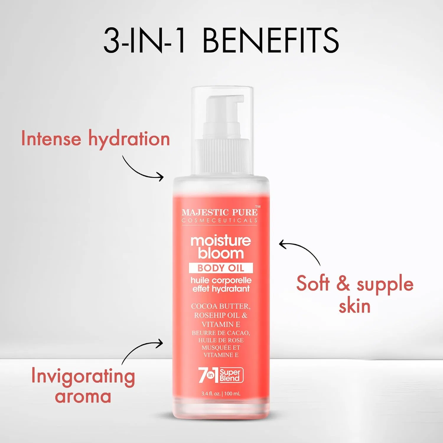 Масло для тела Moisture Bloom, Cocoa Butter & Vitamin E, Majestic Pure, 100 мл — фото 3