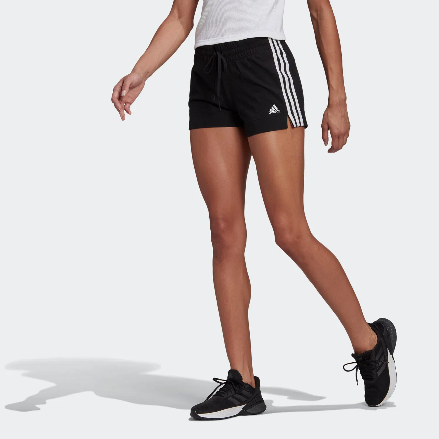 Мужские шорты с тремя полосами Essentials Slim 3-Streifen Adidas, Schwarz Weiss — фото 3