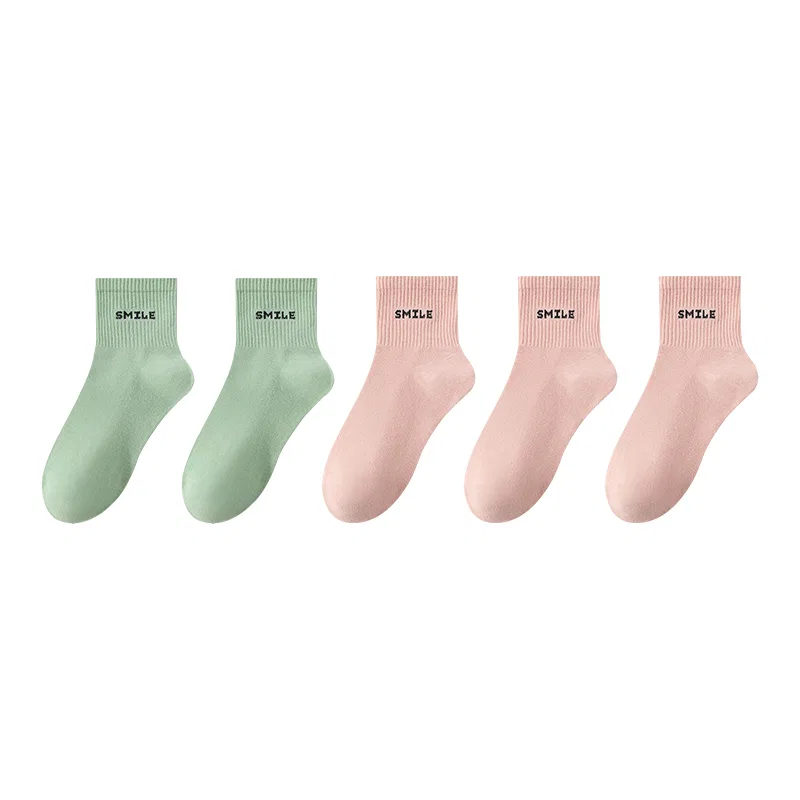Детские носки 5 пар MINISO, 3 Pink + 2 Green