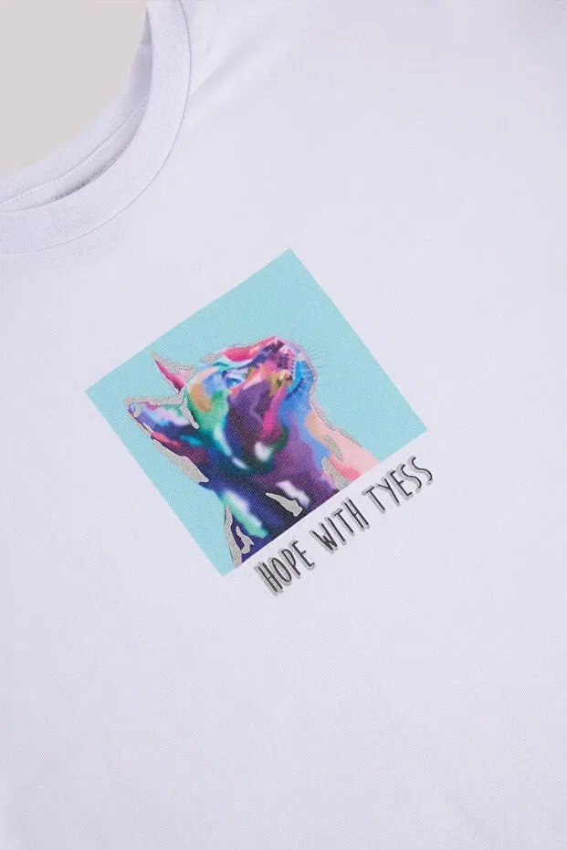 Детская футболка для девочек с принтом Big Store Girl's White T-Shirt Tyess, White — фото 4