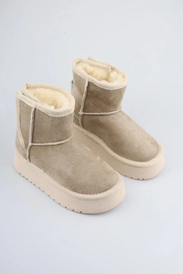 Детские ботинки для девочек с шерстью Mini Angel, Beige — фото 3