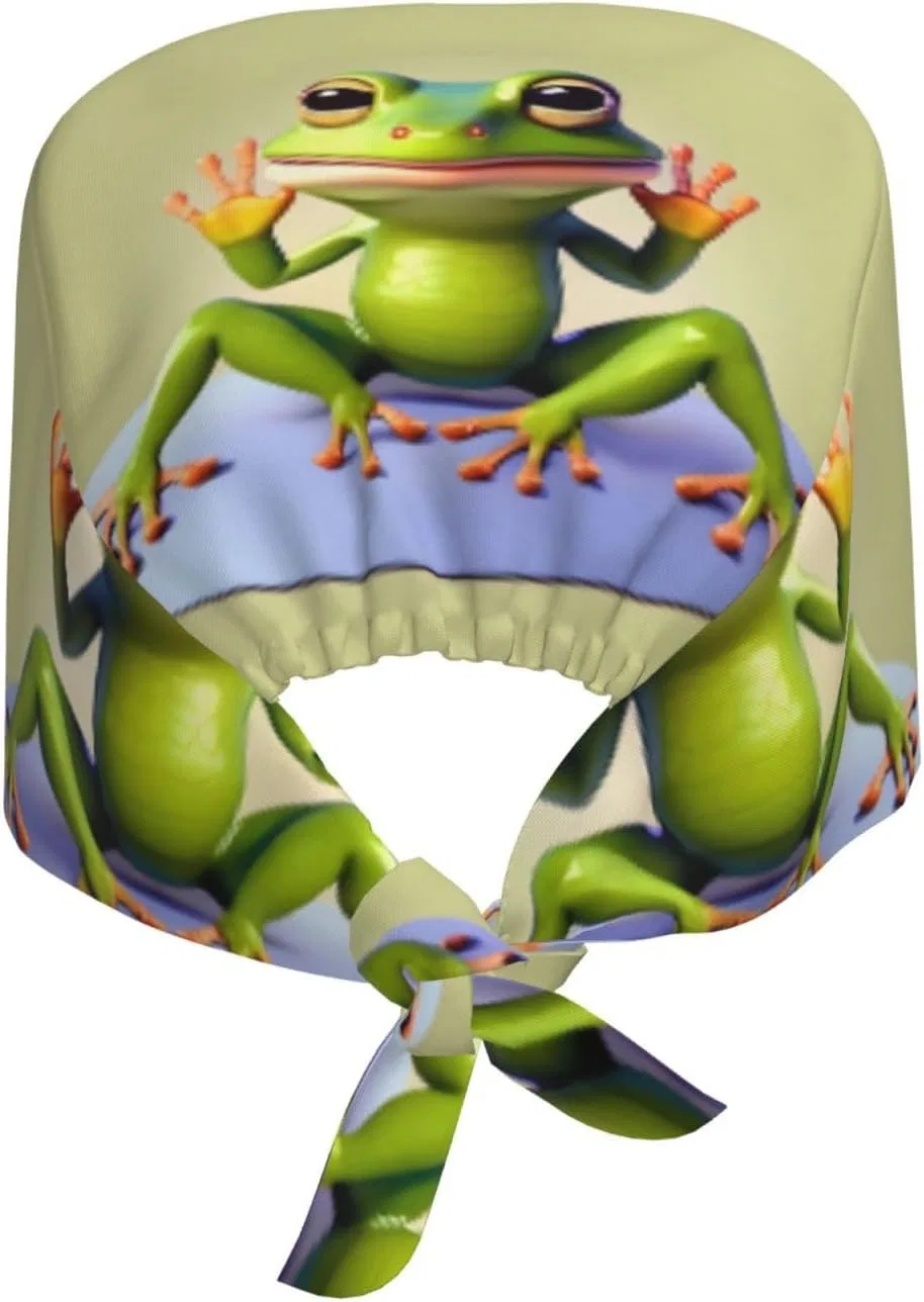 Шапочка для душа с принтом The Funny Frog Doing Yoga, BLWSLC, Черный — фото 2