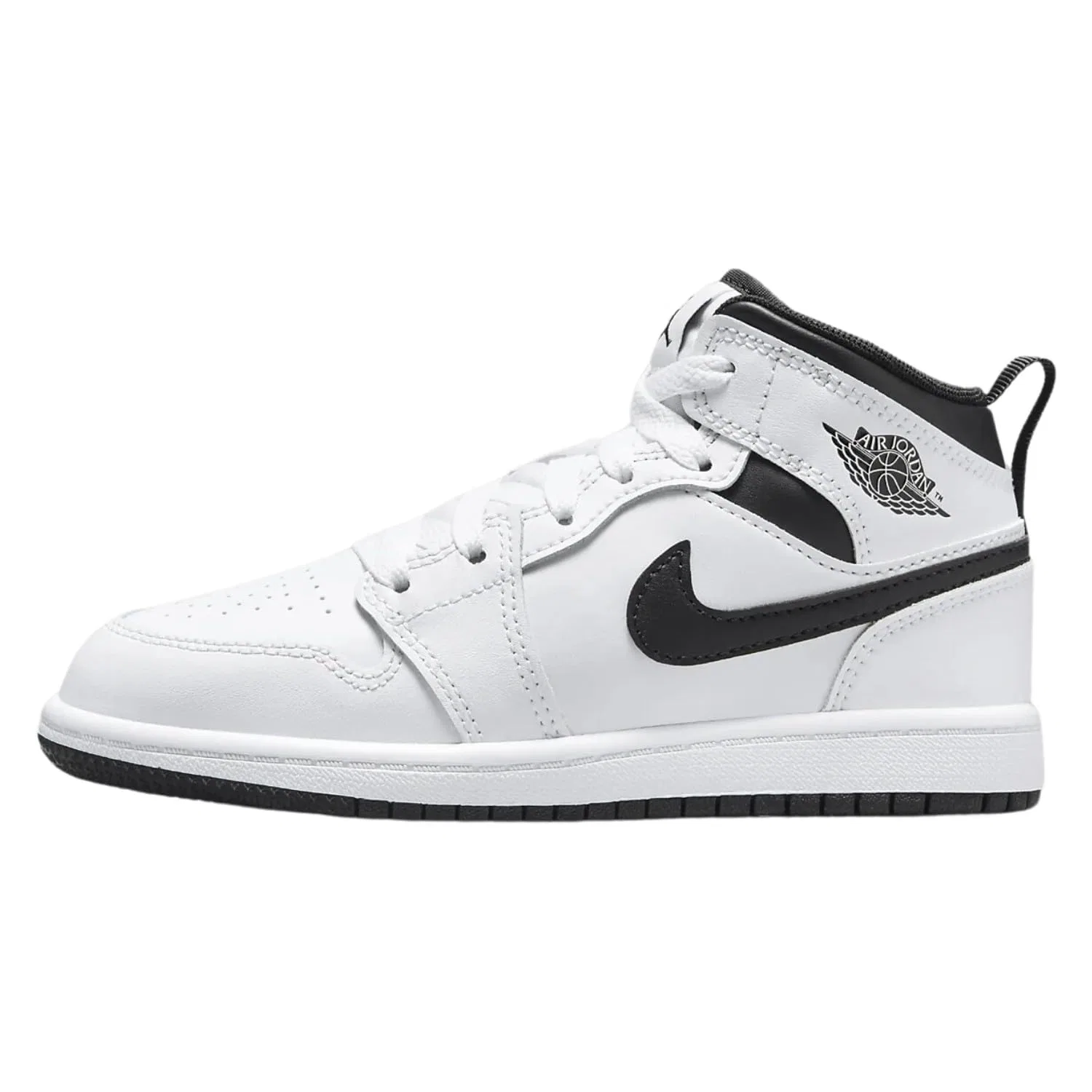 Детские кроссовки для мальчиков с закрытым носком Jordan 1 Mid (Ps) NIKE, White Black White Black
