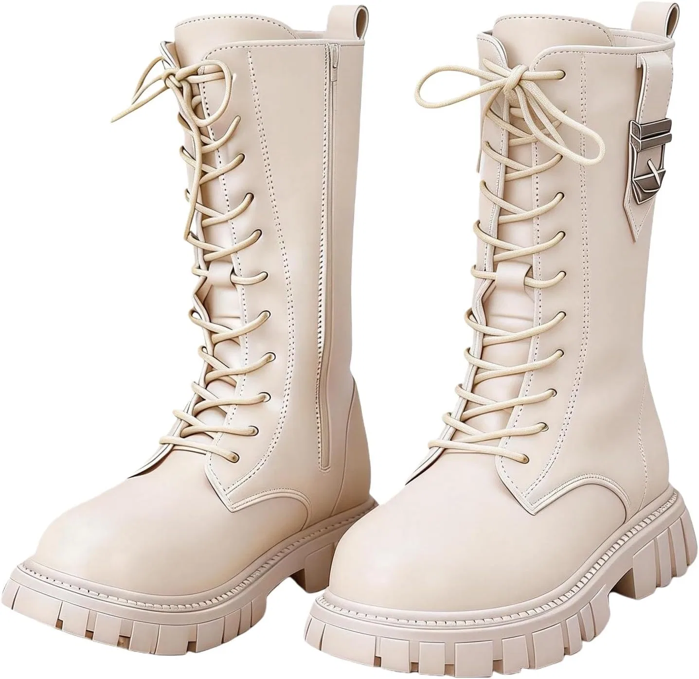 Детские ботинки на шнуровке с принтом Combat Boots, Beige
