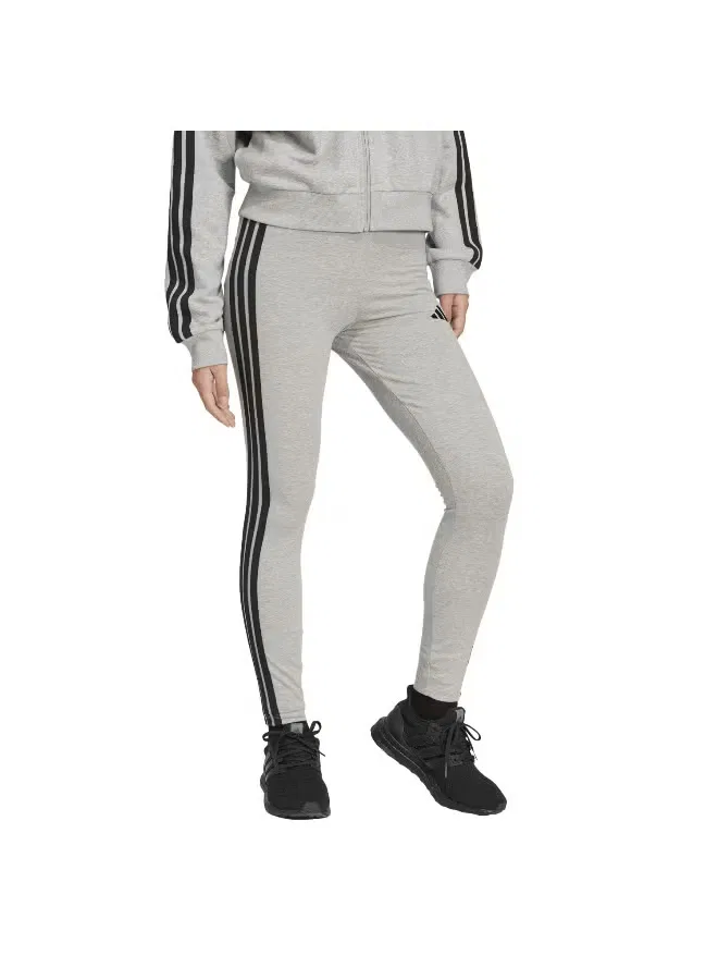 Леггинсы хлопковые Essentials 3-Stripes Adidas, серый — фото 4